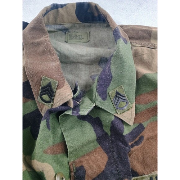 US ARMY Military Woodland Camo Coat BDU Large Long 8415-01-084-1644 patches *** - Picture 3 of 11
